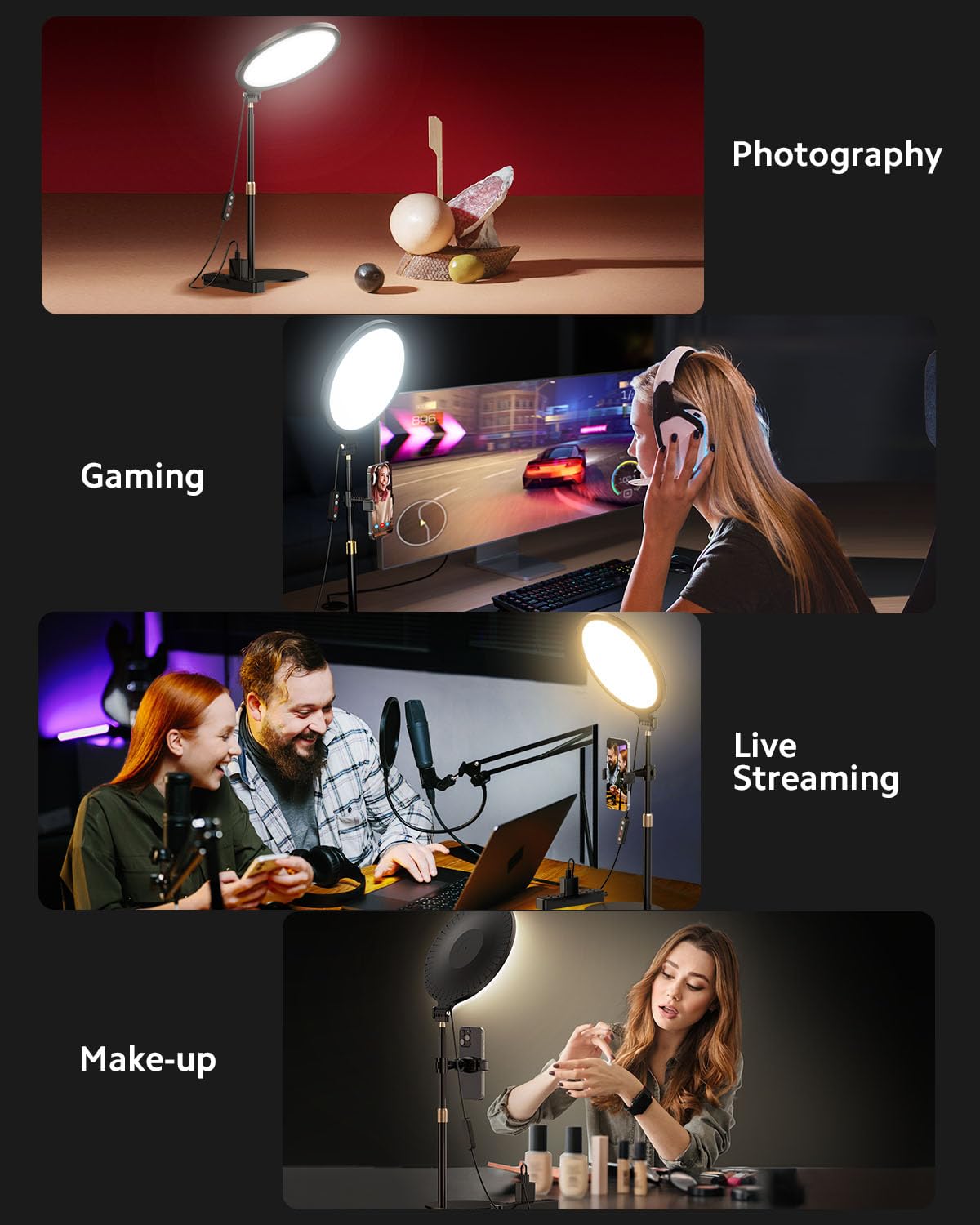 Ring Light with Stand for Zoom Meetings, 360° Rotate 10.5
