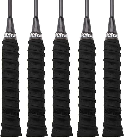 Senston 5 Pack PU Overgrips Black Perforated Anti Slip Racket Grip Tennis