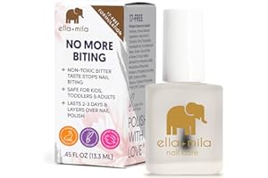 ella+mila No More Biting Nail Polish - Bitter Taste Nail Biting Treatment for Kids & Adults - Stop Thumb Sucking Deterrent - Finger Biter Prevention (0.45 fl oz)