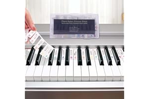 JOUXKOT Removable Piano Keyboard Note Labels, Silicone Piano Keyboard Stickers Guide for Beginners, 61 Keys Full Size, No Need Stickers, Reusable
