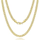 WONRUN 14K Gold Chain for Women Golden Cuban Link Chain for Mens Necklace Chunky Gold Necklace for Women Non Tarnish Strong yet Refined Golden Charm Necklaces for Men 16,18,20,22,24 Inches