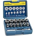 THINKPRO Upgraded Bolt Extractor Set, 15 PCS Impact Bolt & Nut Remover Set, Stripped Lug Nut Remover, Extraction Socket Set for Removing Damaged, Frozen, Rusted, Rounded-Off Bolts, Nuts & Screws