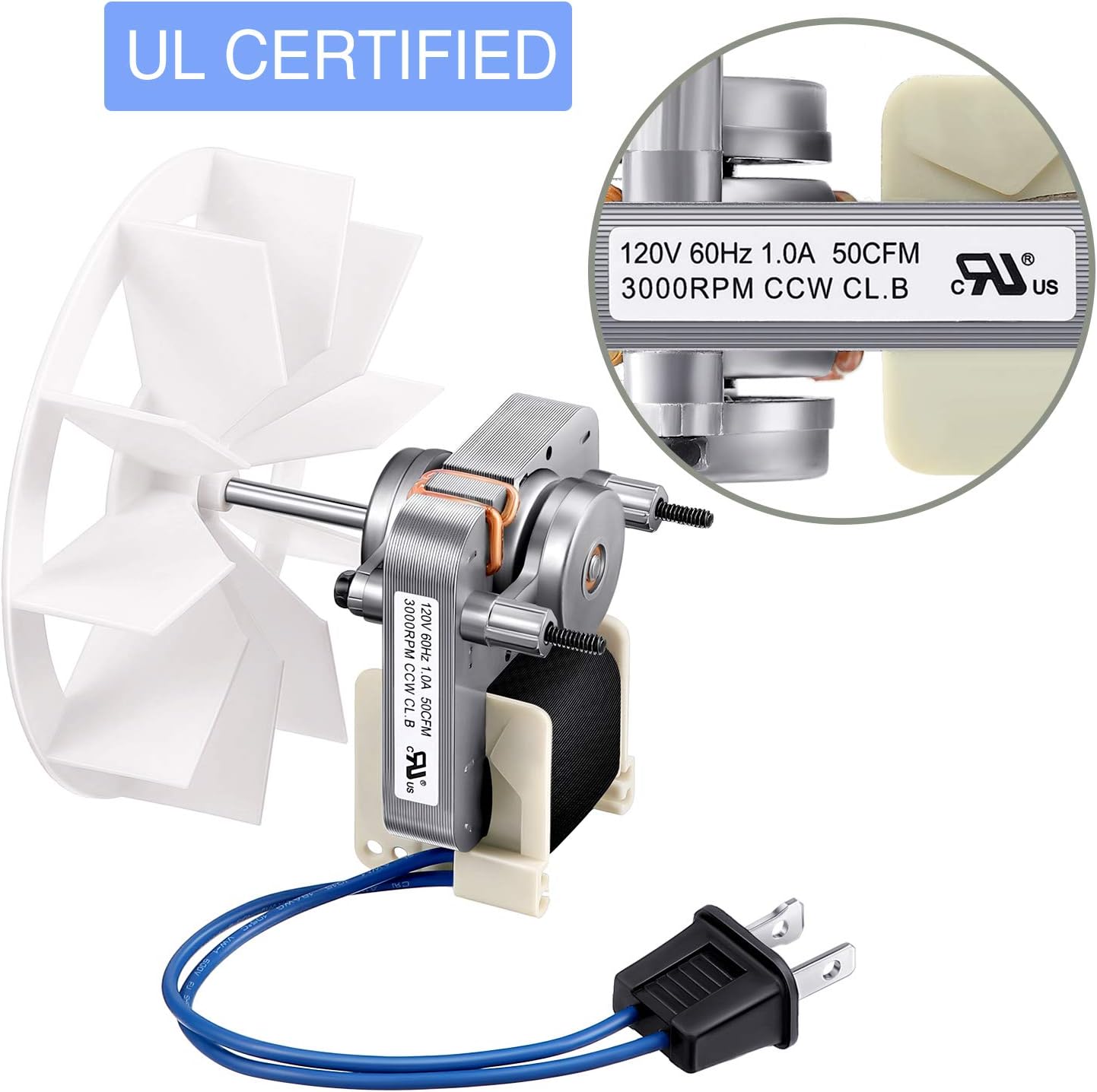 Bathroom Vent Fan Motor and Blower Wheel Replacement Electric Motors Kit Compatible with Nutone Broan 50CFM 120V - - 