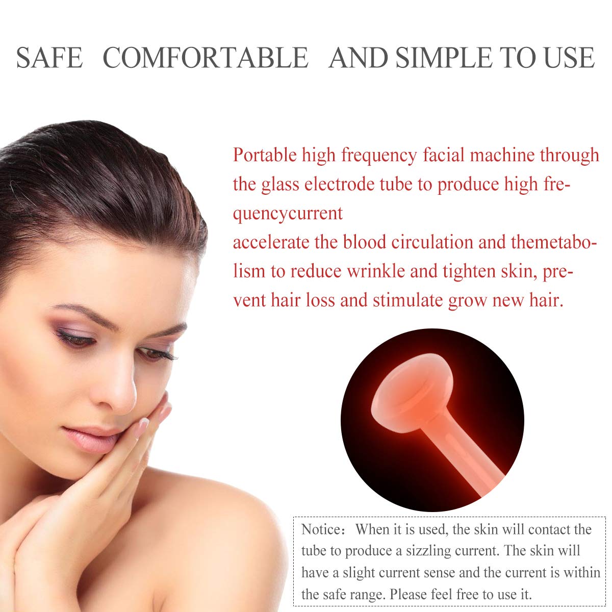 High Frequency Facial Machine, FAZJEUNE Portable High Frequency Machine Skin Therapy Wand Handle Skin Tightening Acne Spot Wrinkles Reducing Puffy Eyes Dark Circles Dispel Freckle 4 in 1: Beauty
