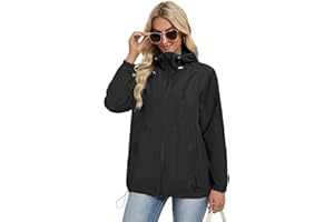Avoogue Women's Lightweight Rain Jacket Waterproof with Hood Packable Windbreaker Jacket for Women