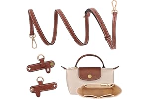 BBKON 2Sets Shoulder Strap for Longchamp Bag Women, Purse Organizer, No-Punch Length Adjustable Leather Replacement Strap