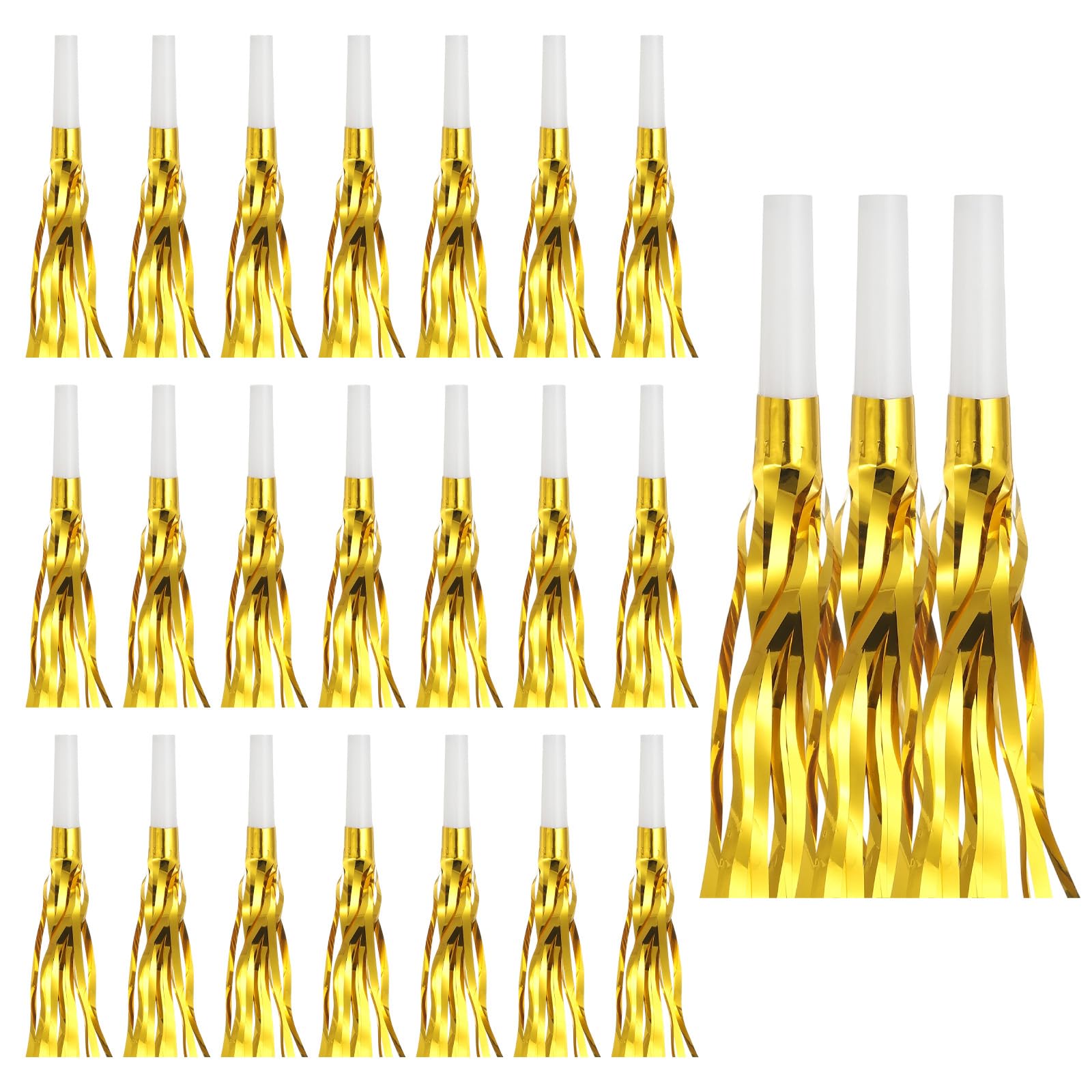 sourcing map 24 Pcs Fringed Noise Makers, Metallic Fringe Party Blowers Party Favors for Sports Events Birthday Parties Graduation Ceremonies Christmas New Year Gift Decorations, Gold Tone