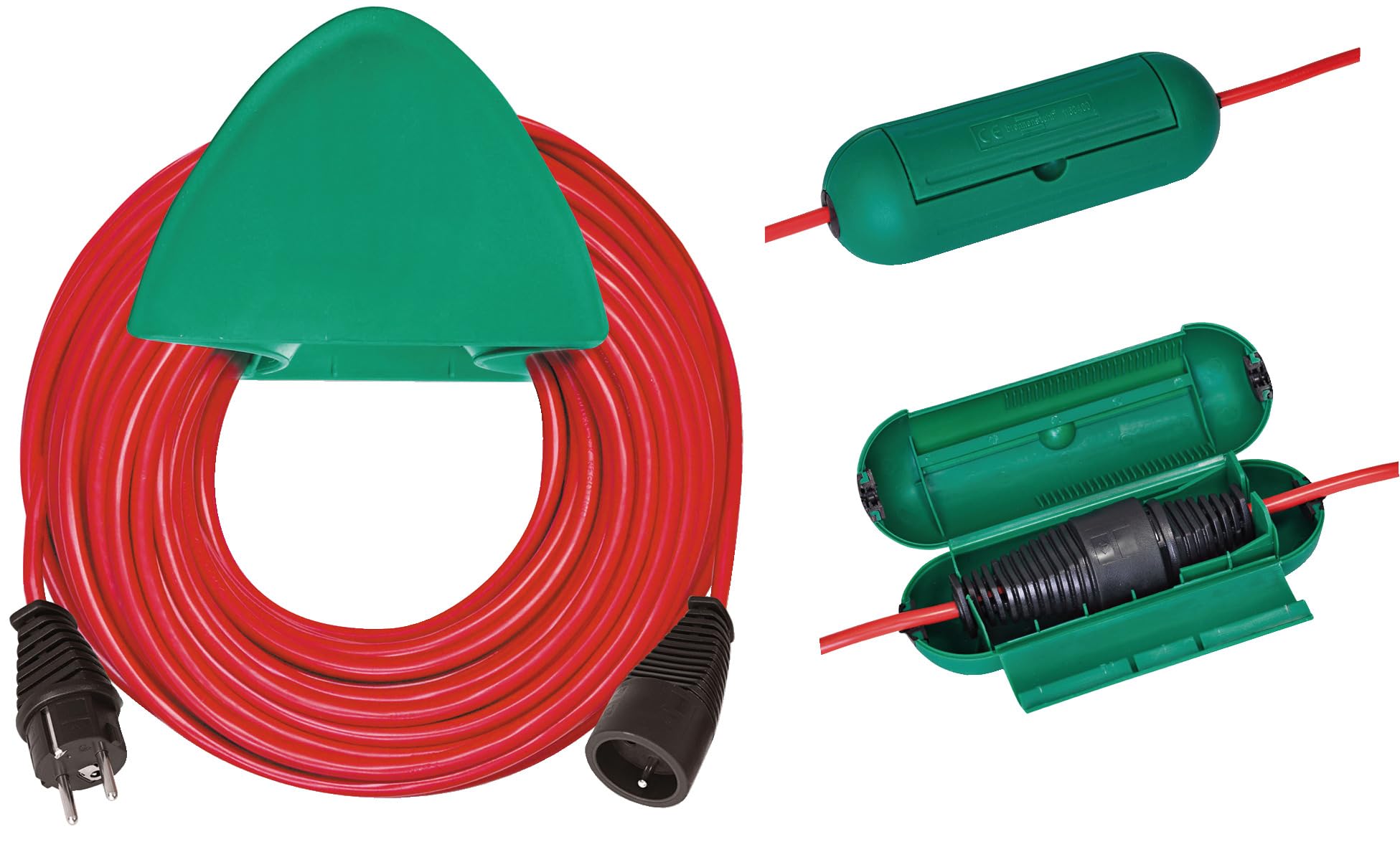 Brennenstuhl Extension Lead H05VV-F 3G1.5 with Wall Mounting/Protective Box, Red, red, 1167541