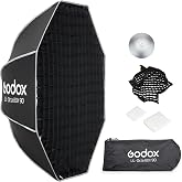 Godox 35.5" Foldable Octagon Softbox, Quick Release Strip Soft Box | with Bowens Mount, Diffusers, Grid, Bag,for Godox SL60II AD400PRO AD600 Other Bowen Mount Studio Flash Speedlite.