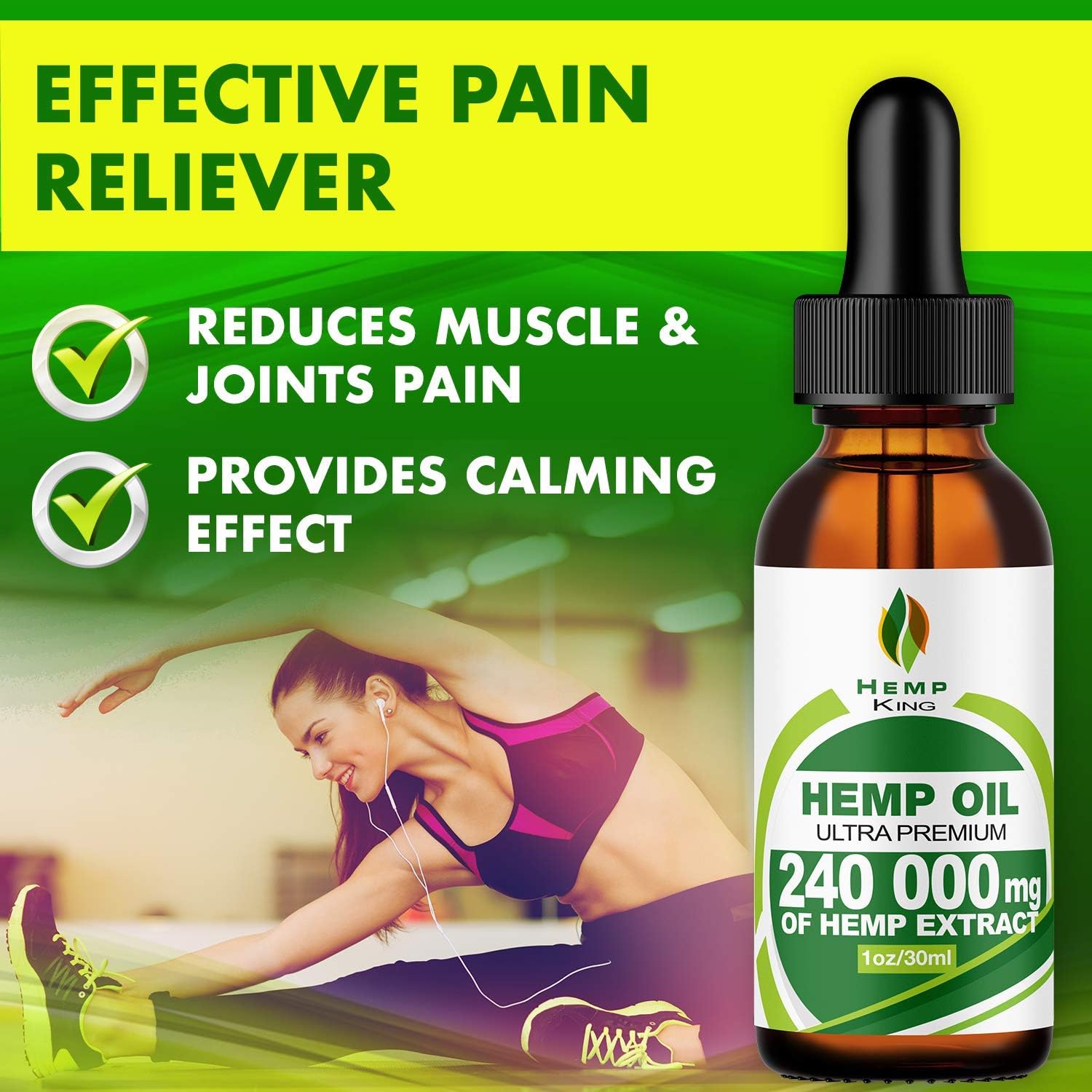 Hemp Oil Drops 240 000 mg, 100% Natural Extract, Anti-Anxiety and Anti-Stress, Natural Dietary Supplement, Rich in Omega 3&6 Fatty Acids for Skin & Heart Health, Vegan Friendly: Health & Personal Care