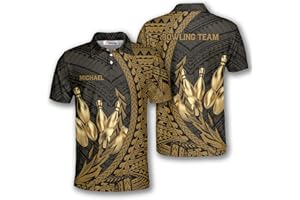 PRIMESTY Personalized Bowling Shirts for Men Custom Name and Team Name Bowling Polo Shirts Bowling Jerseys Size S-5XL