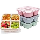 Luriseminger 4 Pack Bento Lunch Box,4 Compartment Snack Containers,Divided Snack Box,Meal Prep Lunch Containers for Kids/Todd