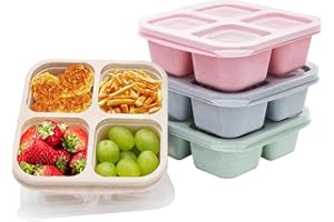 Luriseminger 4 Pack Bento Lunch Box,4 Compartment Snack Containers,Divided Snack Box,Meal Prep Lunch Containers for Kids/Todd