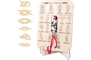 Gosknor Knot Tying Practice Board, 16 Essential Knots Trainer with 3 Paracord Ropes, Durable Wooden Knot Training Kit for Out