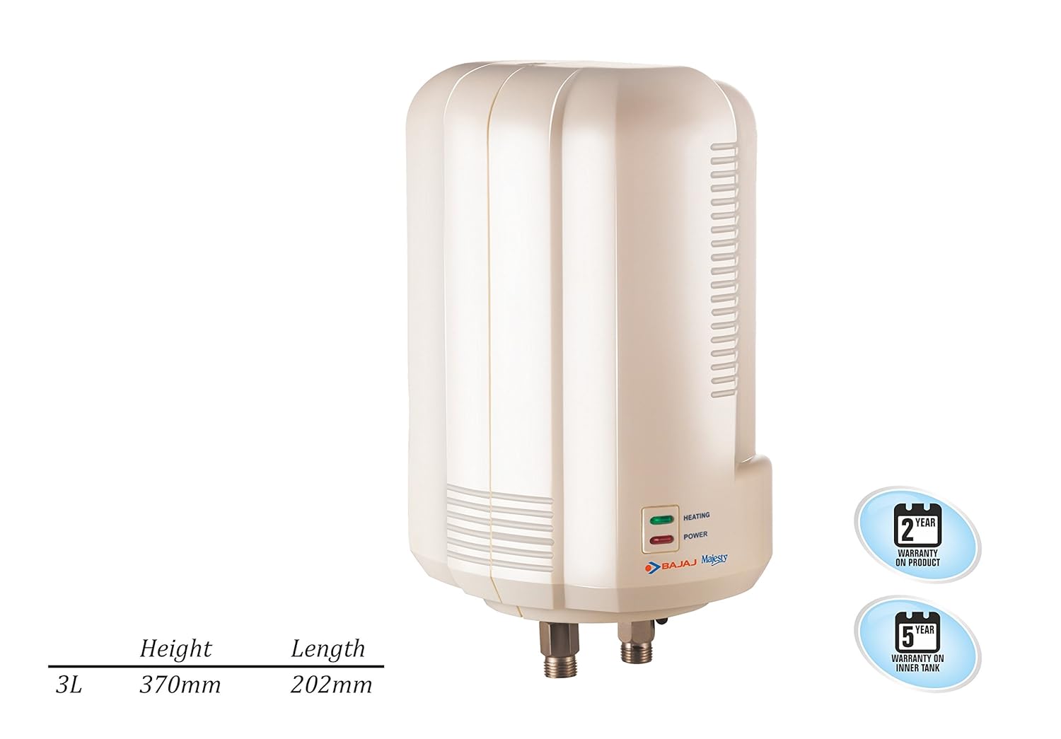 Buy Bajaj Majesty 3-Litre Water Heater (White) Online at Low Prices in  India - Amazon.in