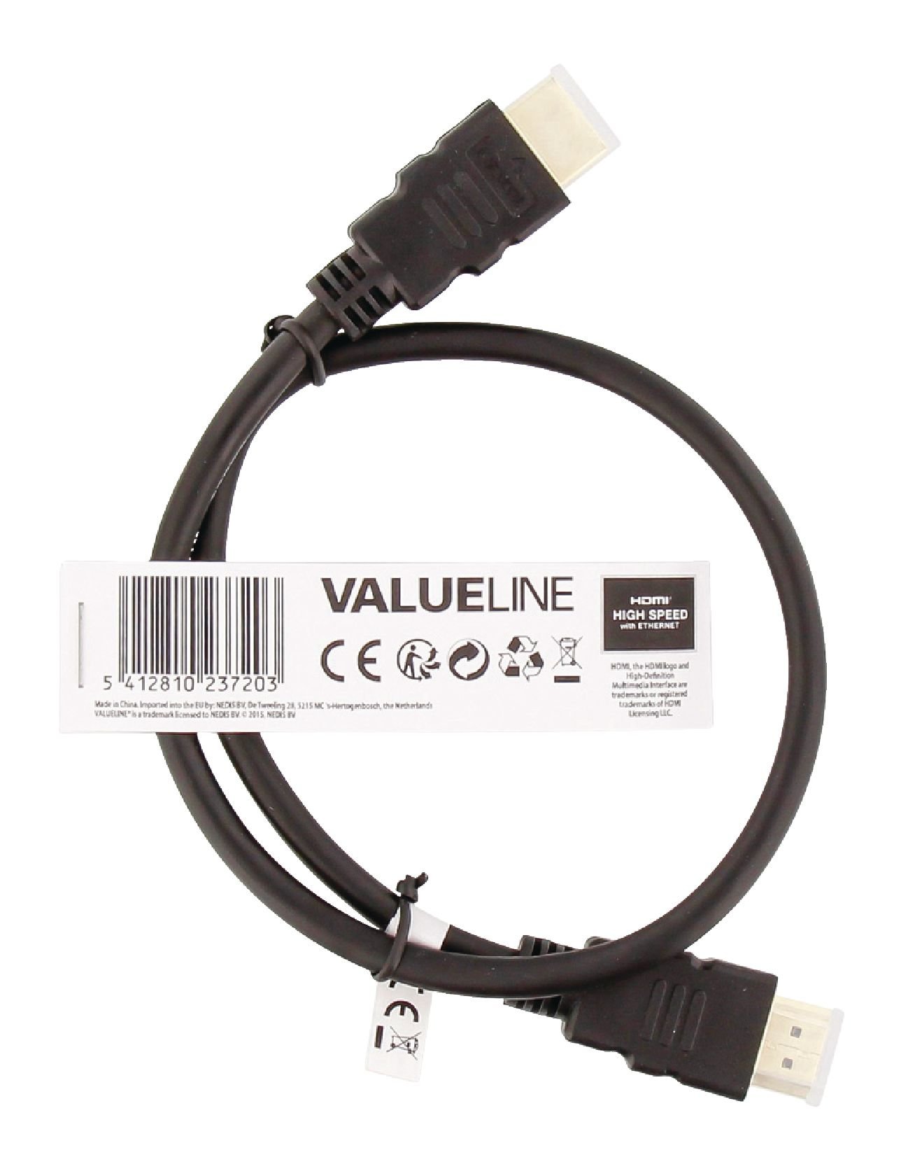 Valueline High Speed HDMI Cable with Ethernet HDMI connector – HDMI Connector 0.50 m in Black
