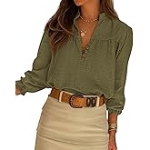 BTFBM Women Spring Tops 2026 Boho Solid V Neck Fashion Casual Long Sleeve Button Down Blouses Dressy Shirts
