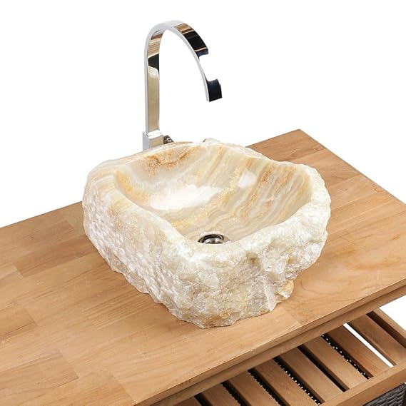 wohnfreuden Onyx Steinwaschbecken 42x36x17 cm oval Waschbecken Bad