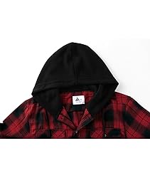 ZITY Men's Flannel Hoodie Shirts Casual Button Down