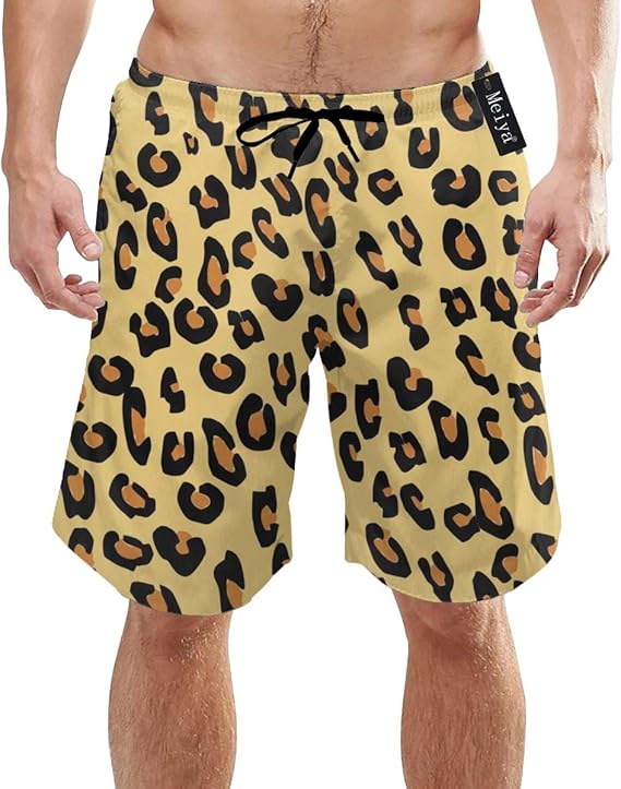 Leopard Pattern11 Men's Funny Swim Trunks Quick Dry Summer Surf Beach Board Shorts