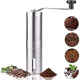 KeeTrnLiv Espresso portable Stainless Steel Manual Coffee Grinder with Quiet Ceramic Burr Bean Mill for Precision Brewing Stainless Steel