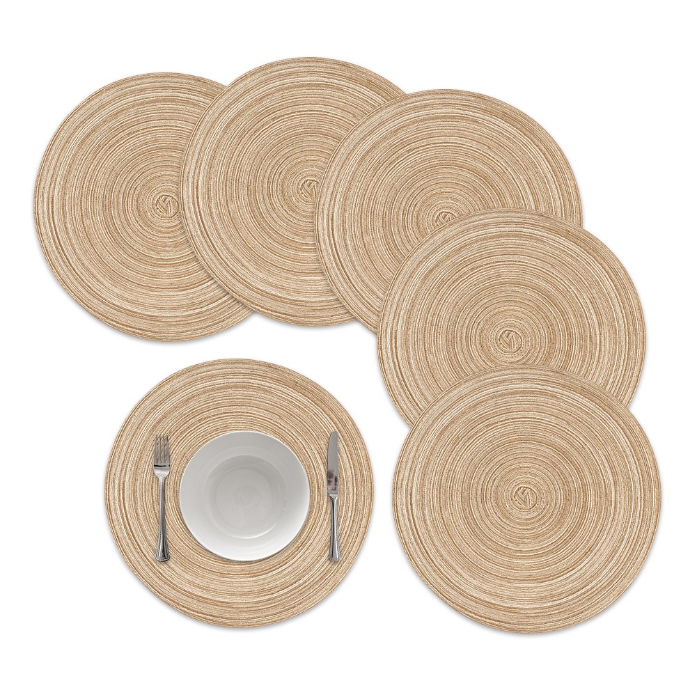 famibay Round Placemats, Round Braided Place Mats for Dining Table Heat