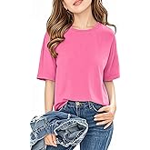 Jenisso Girls Short Sleeve T Shirts Kids Summer Crewneck Tops Basic Tees 5-14 Years