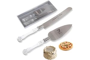WERWAES Personalized Stainless Steel Cake Knife and Server Set – Wedding Cake Cutting Set with Gift Box, Custom Engraving for