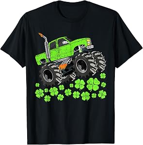 Boys St Patricks Day Toddler Lucky Monster Truck T-Shirt