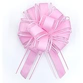jefyghe 6 PCS Large Pull Bows 6 Inch Light Pink Bows for Gift Wrapping Wedding Basket Christmas Birthday Party Valentine's Day Gift Boxes and Flower Decorations