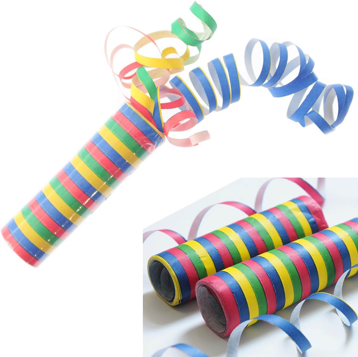 5 x Multi Coloured Rainbow Serpentine Streamers Assorted Rolls Party