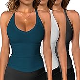 iGENJUN 3 Pack Workout Tops for Women Racerback Basic Tank Summer 2025 Camisole V Neck Slim Fit Ribbed Sleeveless