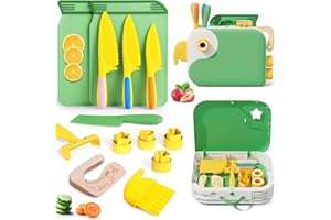 Yasterd Montessori Kitchen Tools for Toddlers,Kids Knife for Real Cooking,Toddlers Knife Set with Storage Box Kids Safe Knive