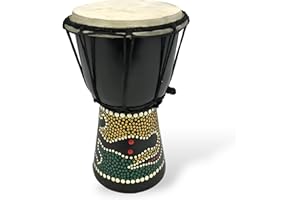 GMP Miniature 4"x8" Djembe Drum | Mahogany Wood and Real Goat Skin Head, 4 inch (10cm) Head x 8 inch (20cm) Tall, Dot-Painted