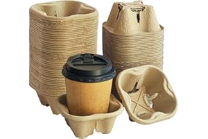 OBXMLFY Coffee Cup Holder Disposable Cup Holder Tray, One Cup Carrier Tray 200 Pack,Biodegradable, Eco-Friendly Drink Carrier For Delivery Of Hot Or Cold Drinks(One-cup size tray)