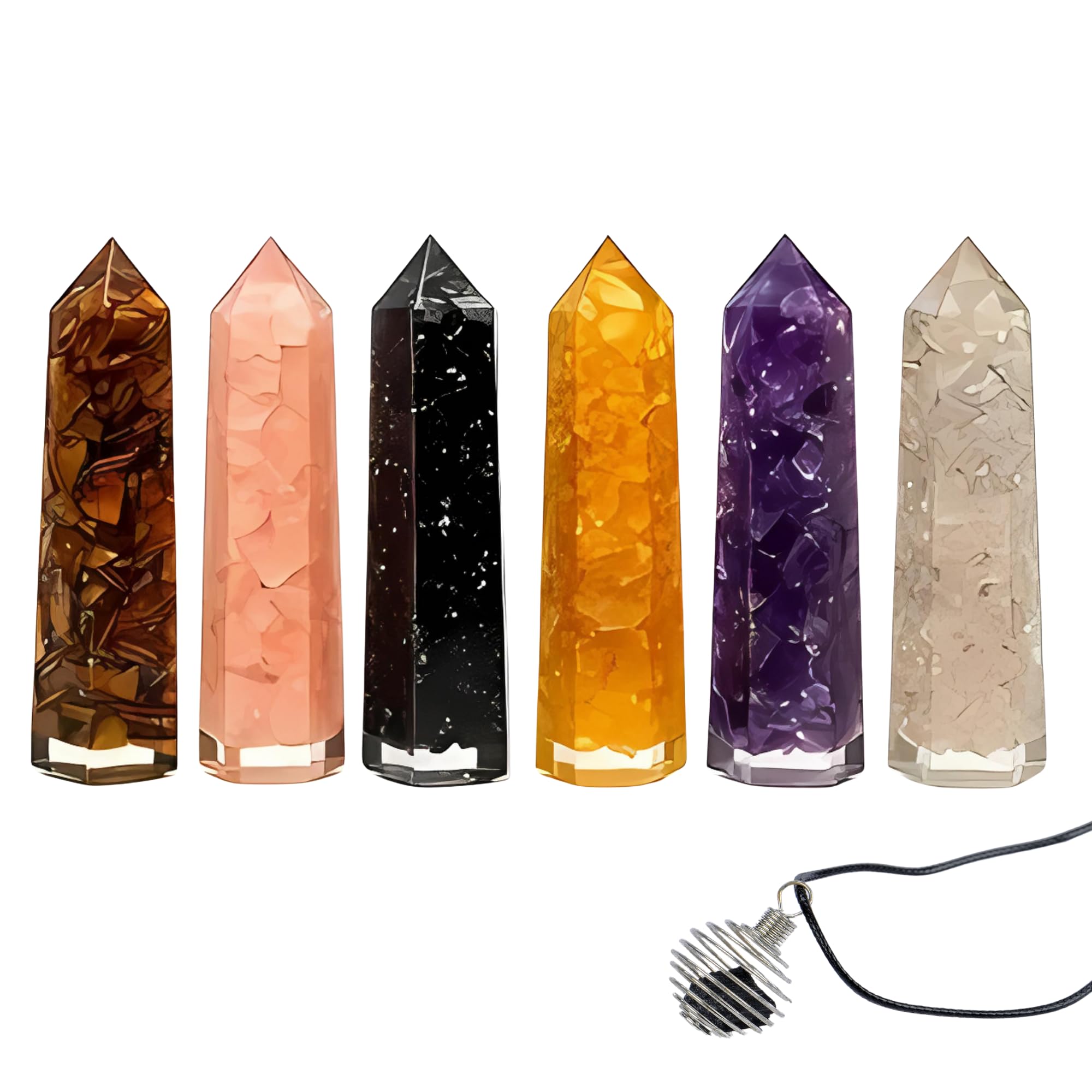 Healing Crystal Wand Set of 6 Orgonite with