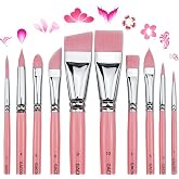 GACDR Face Paint Brush Set, 10 Pcs Professional Face &amp; Body Paint Brushes | Artist Paint Brushes Halloween Cosplay Party Festival Makeup Acrylic Gouache Watercolor Oil Painting