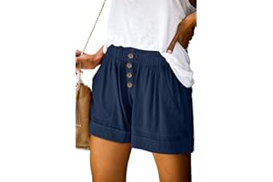 KISSMODA Womens Summer Shorts Leopard/Camo/Solid/Floral Print Elastic Waist Pocketed Casual Pants