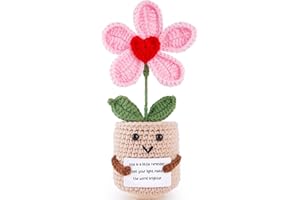CrochetBox Crochet Positive Tulip Pot with This is a Warm Reminder, Handmade Appreciation Inspirational Gift, Long Distance & Retirement Present for Women Teacher Men Friend, Desk Decor