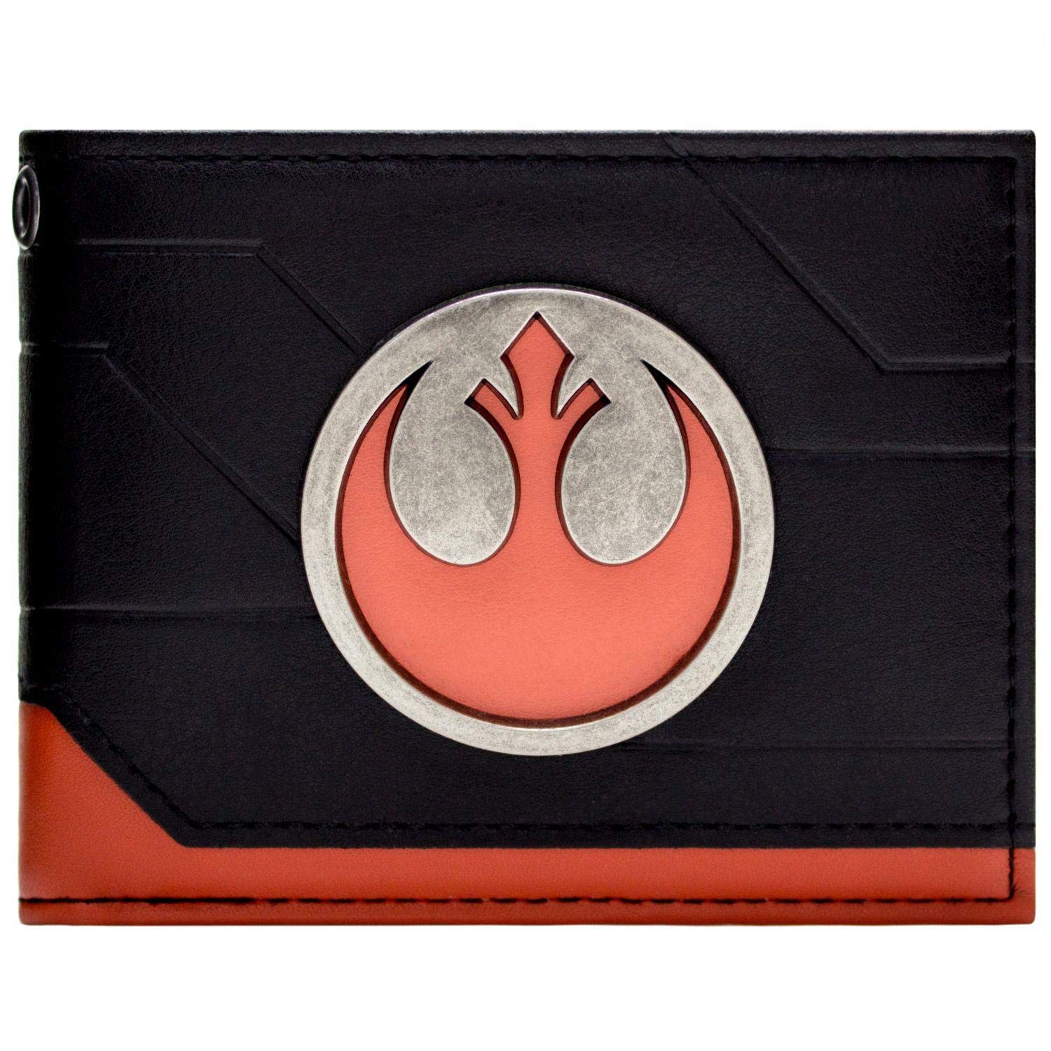 The Empire Strikes Back Star Rebel Wars Squadron X-Wing Metal Rebel Emblem Wallet Bi-Fold ID & Card Holder, Black