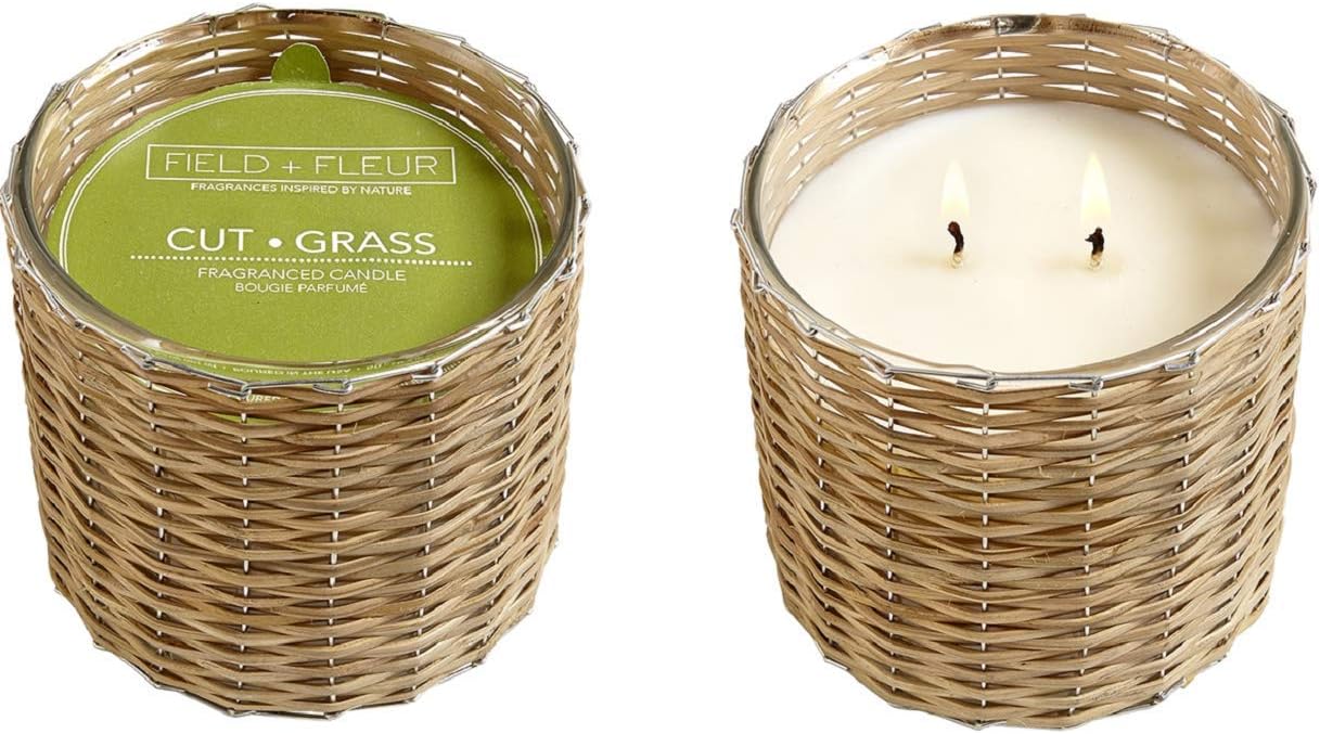 Hillhouse Naturals CTGGL2 Cut Grass 2Wick Handwoven Candle, 12oz