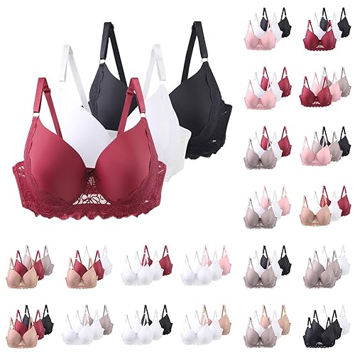 Womens Bras Non Wired 3 Pieces Lace Bras for Women Lace Bralette Non-Padded Bra with Adjustable Straps Womens Everyday Bra Comfort Underwear Comfortable for Women UK