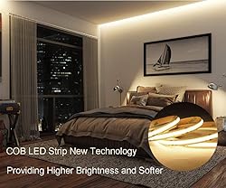dephen UL-Listed COB LED Strip 16.4ft, Warm White