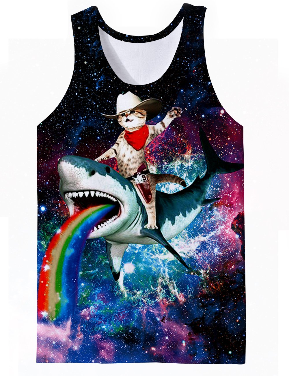 Leapparel Men s Pack Athletic Compression Under Base Colorful Rainbon Cat On Whale Layer Sport Tank Top Undershirt Bodybuilding Jersey Clothes L Cat on Whale Large