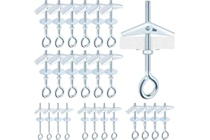 Mardatt 15Pcs M6 x 70mm Eye Bolt Toggle Bolt Assortment Kit, Spring Toggle Bolts Butterfly Anchors Butterfly Toggle Anchors, Heavy Duty Drywall Anchors with Wing Nut for Hanging Lamps Heavy Items