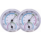 LayscoPro Mini Indoor Thermometer Hygrometer Analog 2 in 1 Temperature Humidity Monitor Gauge for Home, Room, Outdoor, Offices, Display Mechanical (No Battery Needed) (Silver-2 Pack, Silver-2 Pack)