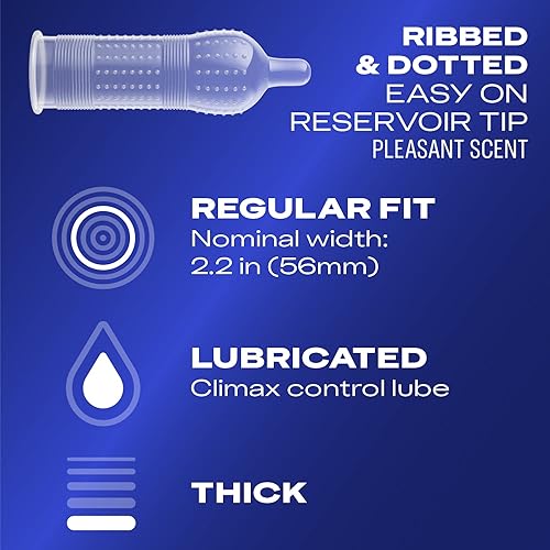TROJAN Extended Pleasure Climax Control Extended Pleasure Condoms, 12 Count  & Durex Condom Prolong Natural Latex Condoms, 12 Count