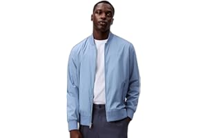 Calvin Klein Men's Matte Logo Zip Bomber Jacket Faded Denim, Faded Denim, One Size