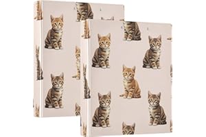 3 Ring Binder 2 Pack, Cute Orange Brown Kittens Pale D Ring Binders with Pockets Large 3 Ring Binders for School, College, Of