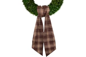 CHMACURA Fall Wreath Sash for Front Door, Red Brown Buffalo Plaid Sash Holiday Autumn Wreath Accessories for Home Birthday Christmas Decorations